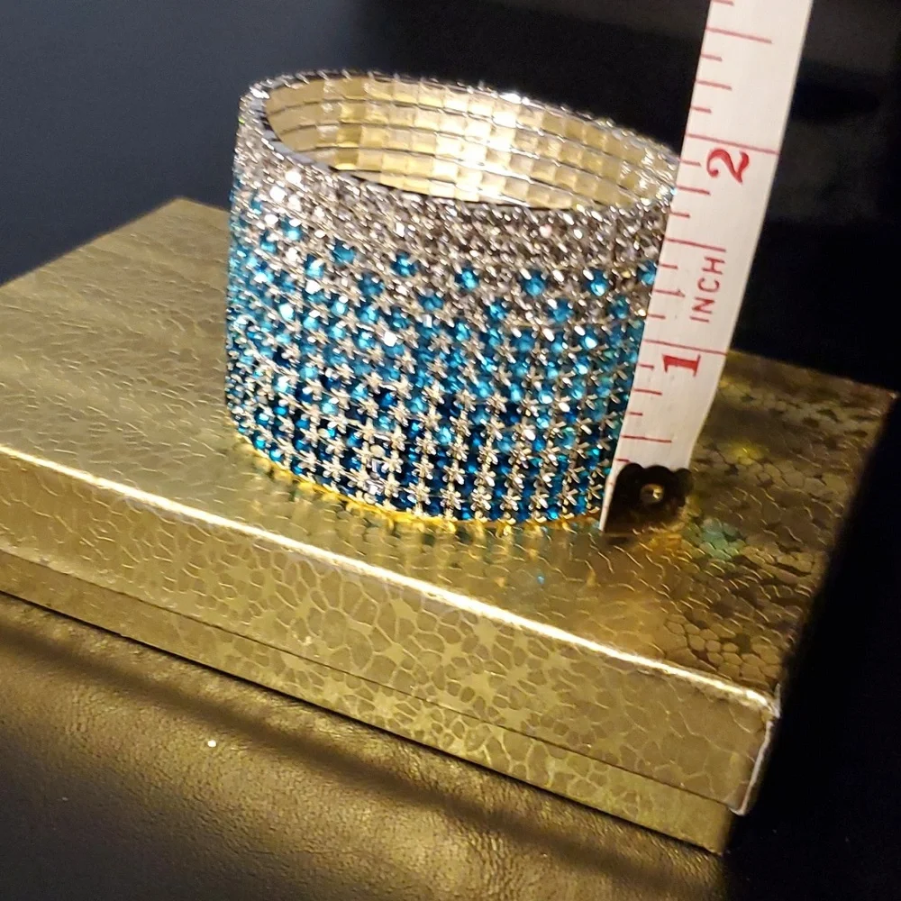 Wide Elastic Rhinestone Bracelet: Bridal Formal Special Occasion Competition - Picture 4 of 4